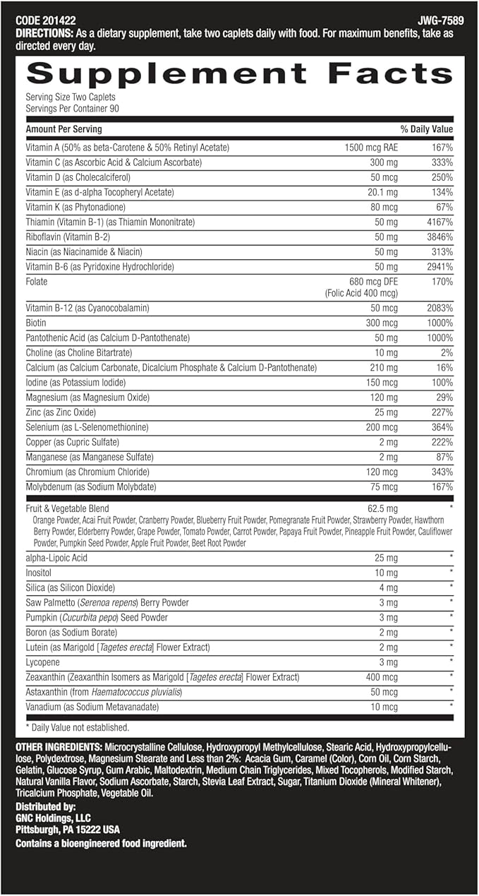 GNC Mega Men Multivitamin | Heart Health, and Immune Support | 180 Count