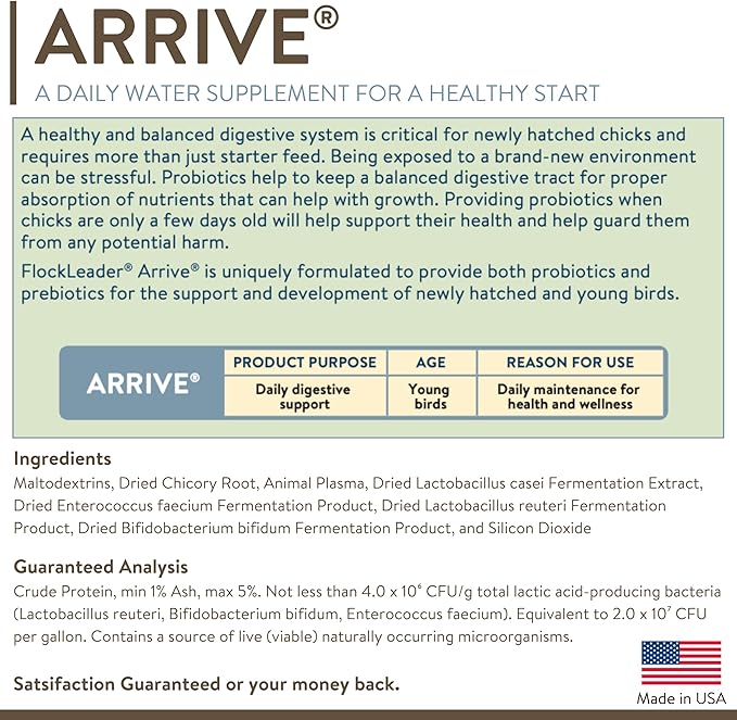 Arrive, Daily Probiotic & Prebiotic Water Supplement for Young Chickens 0-8 Weeks Old, 8 oz (Pack of 2)