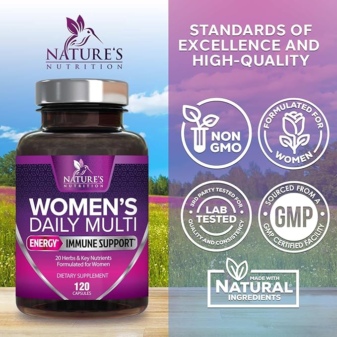 Multivitamin for Women - Womens Daily Multi Vitamin & Multimineral Supplement with Vitamins A, C, D, E, B6, B12, Zinc, Calcium & Magnesium, Energy & Immune Support, Non-GMO, Gluten Free - 120 Capsules