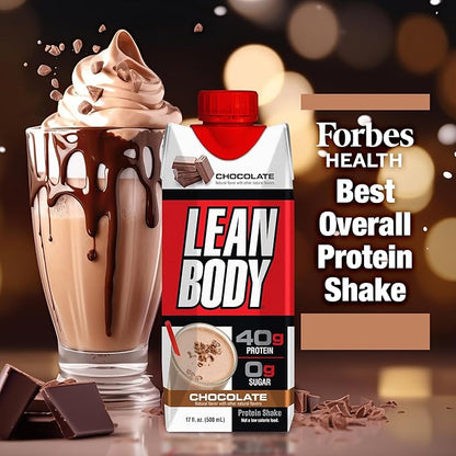 Lean Body Ready-to-Drink Chocolate Protein Shake, 40g Protein, Whey Blend, 0 Sugar, Gluten Free, 22 Vitamins & Minerals, LABRADA, 17 Fl Oz (Pack of 12)