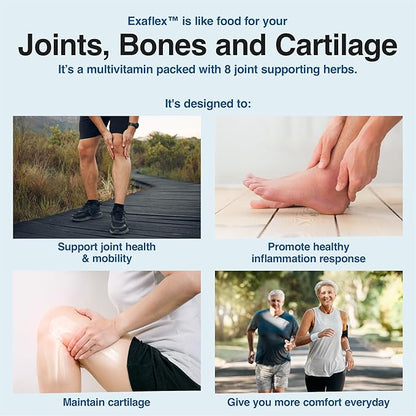 ExaFlex - Advanced Formula Joint & Bone Multivitamin - Contains Glucosamine Chondroitin, Boswellia Extract, Turmeric, Quercetin, Methionine, MSM, Bromelain Supplement, Made in USA - 60 Capsules