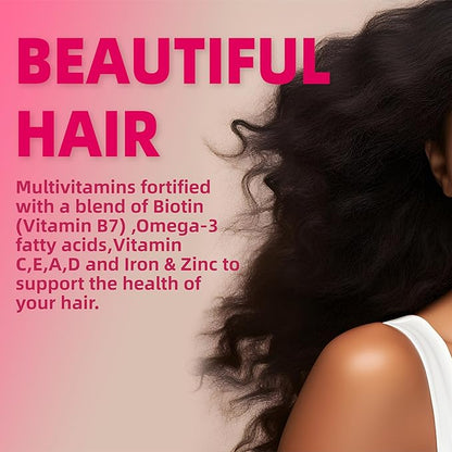 Multivitamin for Women Gummies for 40+ with Omega-3,Niacinamide,B-Complex,Lutein,Iron,Choline, Phosphatidylserine,Vitamin D3 for Skin,Hair,Energy,Immune,Bone – Vegan,Sugar Free,60 Count