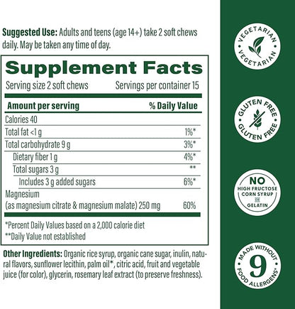 MegaFood Relax + Calm Magnesium Supplement - Soft Chews with Magnesium Citrate & Magnesium Malate for Heart Health, Muscle Tension & More - Vegetarian - Strawberry-Flavor - 30 Chews per Pack (2 Pack)