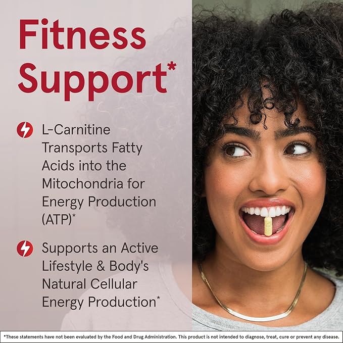 Jarrow Formulas L-Carnitine 500 mg - 100 Veggie Licaps - Important Cofactor for Energy Production (ATP) from Fats - Dietary Supplement - Vegan - Up to 100 Servings