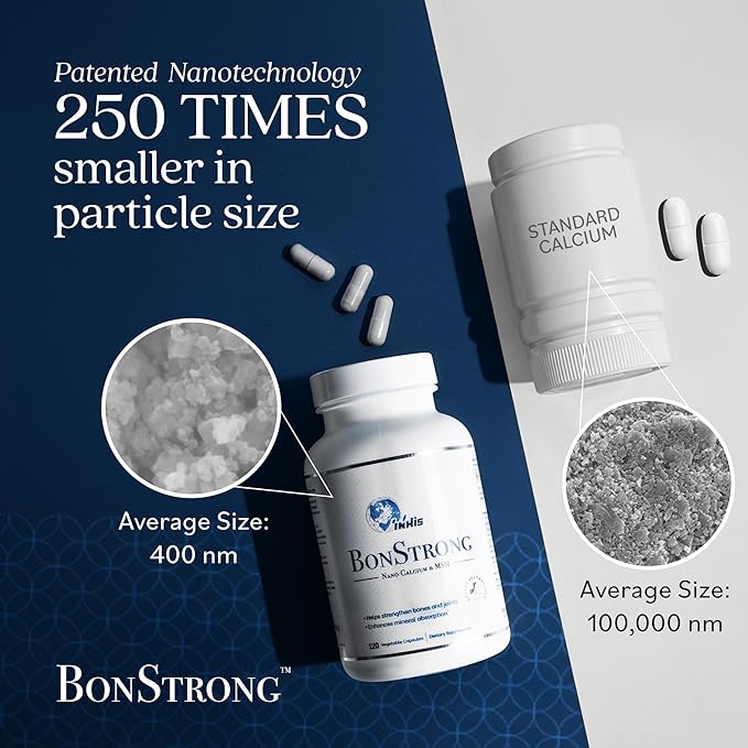 BonStrong- Nano Calcium Supplement Capsules with MSM 3x 120 Capules for Bone Density, Bone and Joint Health, Nano Nutrients Bone Renewal, Bone Boost Vitamin Bone Health, Bone Supplements - Made in USA