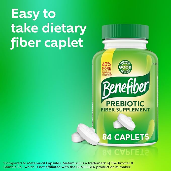 Benefiber Prebiotic Fiber Supplement Caplets, 84 Count