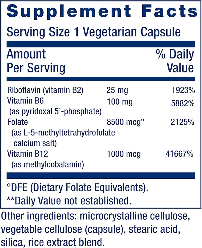 Life Extension Homocysteine Resist - For Heart & Brain, Cognitive Health Support Supplement – Vitamin B2, B6 & B12 + Folate - Once-Daily, Non-GMO, Gluten-Free - 60 Vegetarian Capsules