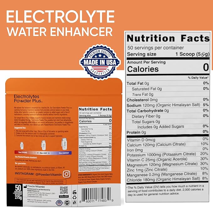 Electrolytes Powder Plus (50 Servings) Mango Passionfruit Electrolyte Powder Zero Calorie Keto, 0 Sugar, No Maltodextrin,1000mg Potassium,120mg Calcium,120mg Magnesium, Hydration Powder