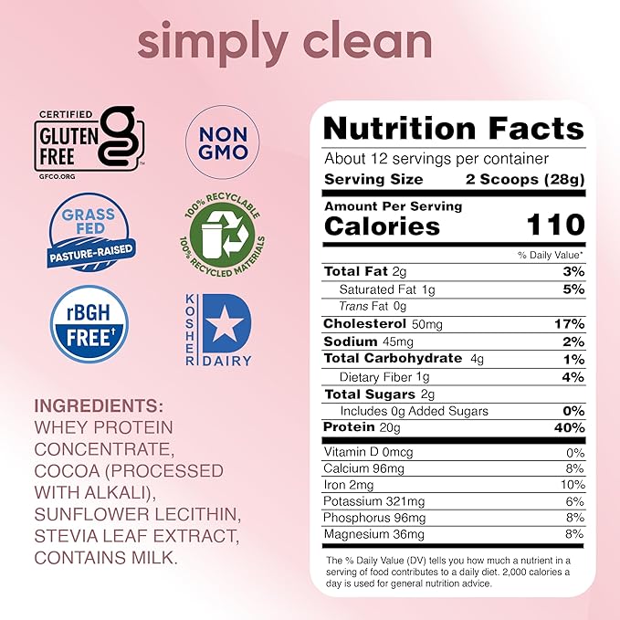 teraswhey Simply Pure Whey Protein, Dark Chocolate, 24 oz