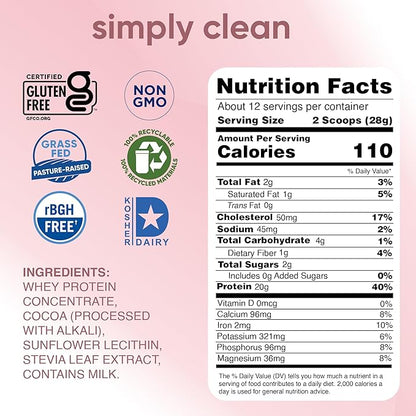 teraswhey Simply Pure Whey Protein, Dark Chocolate, 24 oz