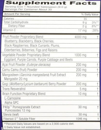 Purity Products Perfect Purples Powder Phytonutrient Rich, Healthy Aging Super Formula - Support Total Body Health - High ORAC Power - P40p Pomegranate Extract w/ 40% Punicosides - 30 Day Supply