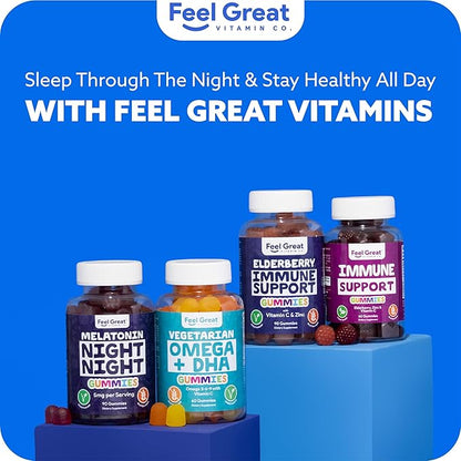 Feel Great Adult Melatonin Gummy | Strawberry Flavored Vegan Gummy| Melatonin 5 MG | Sleep Aid for Adults | 45 Day Supply