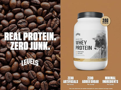 Levels Grass Fed Whey Protein Powder, No Artificials, 24G of Protein, Cappuccino, 2LB