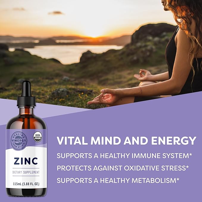 Vimergy Organic Liquid Zinc, 57 Servings – Alcohol Free Zinc Sulfate – Supports Immune Health & Metabolism – Antioxidant – Gluten-Free, Non-GMO, Kosher, Vegan & Paleo Friendly (115 ml)
