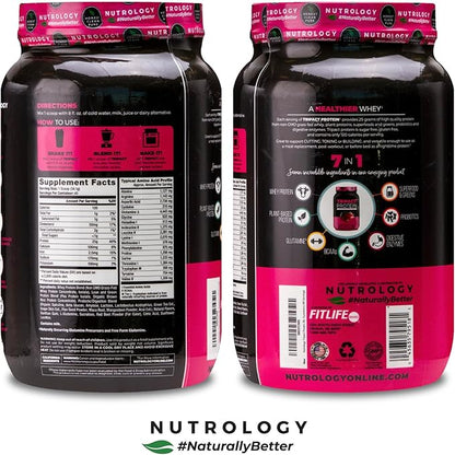 Nutrology TRIPACT Protein Powder, Superberry 7-in-1 Meal Replacement Shake with Grass Fed Whey Protein Powder, Greens, Probiotics & BCAAs, 40 Servings