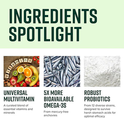 Vibrant Health, Trilogy, Probiotic Multivitamin with an Essential Blend of Omega-3, Vitamin A, B12, C, D3, E, Selenium, Magnesium & Zinc, 30 Servings