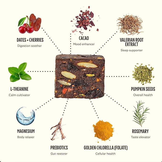 GEM Natural Deep Sleep Aid Nighttime Bite | Melatonin Free, Non-Habit Forming | L-Theanine, Magnesium, Valerian Root Extract | Gluten Free, Soy Free | Earthy Herbal Chocolate Cherry | 28 Servings