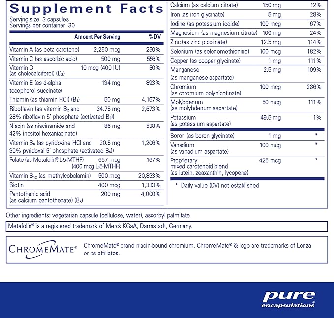 Pure Encapsulations Nutrient 950 | Multivitamin Mineral Supplement to Support Physiological Functions and a Healthy Lifestyle* | 90 Capsules