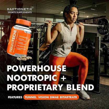 NeuroTech MAX Brain Supplements for Memory and Focus, Caffeine Free Nootropic Brain Supplement, Rich Brain Supplements with DMAE, Bacopa, Huperzine for Atheletic Performance