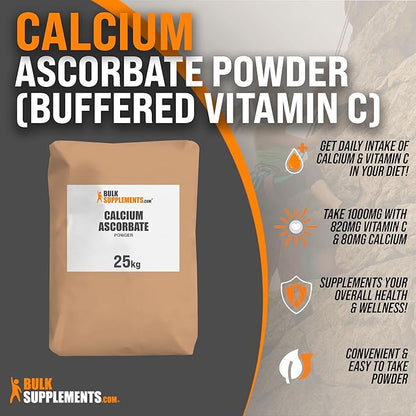 BulkSupplements.com Calcium Ascorbate Powder - Powdered Vitamin C Powder - Calcium Powder - Calcium Supplement - Calcium Vitamins C Powder - Vitamin C Supplement (25 Kilogram - 55 lbs)