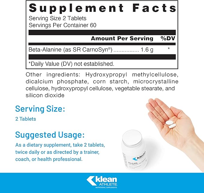 Klean ATHLETE Klean SR Beta-Alanine (Sustained Release) | Delays Fatigue, Supports Muscle Endurance | 120 Tablets