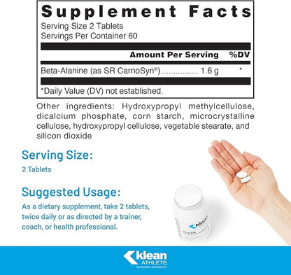 Klean ATHLETE Klean SR Beta-Alanine (Sustained Release) | Delays Fatigue, Supports Muscle Endurance | 120 Tablets