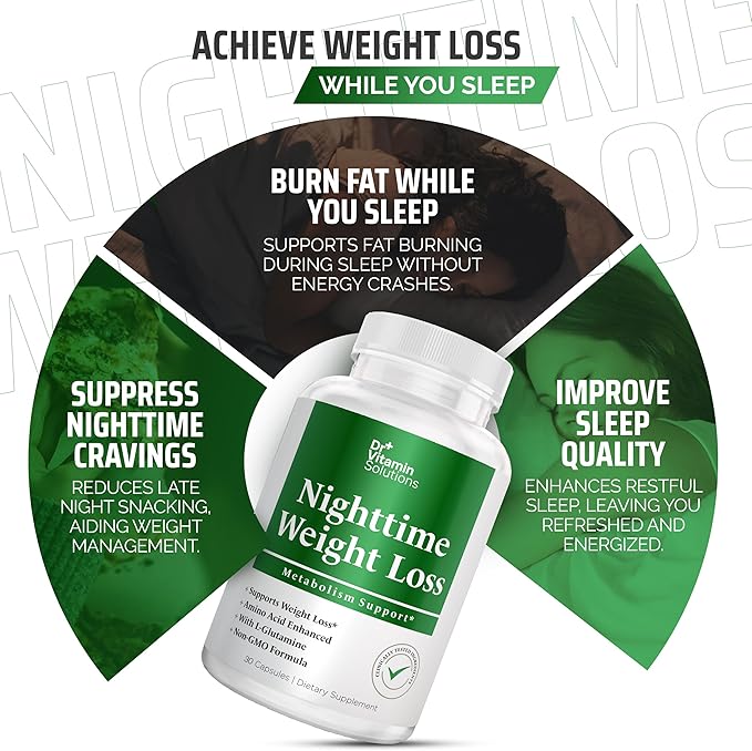 DR. Vitamin Nighttime Fat Burner Supplements - Appetite Suppressants for Weight Loss - Night-Time Fat Burner for Women and Men Supporting Sleep & Relaxation - Metabolism Booster Weight Loss Pills - 30