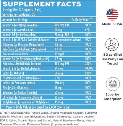 Liposomal Men's Liquid Multivitamin Drops | Non-GMO | Sugar Free | Gluten Free | 30 Day Supply | Supports Immune System, Muscle Health, Cellular Energy Production