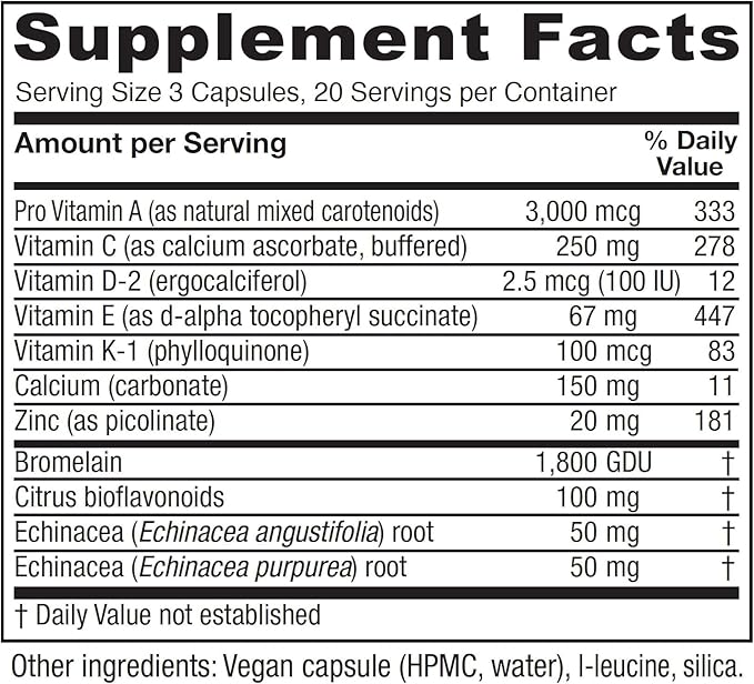 Vitanica Opti-Recovery, Pre & Post Surgery Support, Wound Care, BBL, Tummy Tuck, C Section & Postpartum Vitamin Essentials Healing Support, Scar, Shoulder, Hysterectomy, Breast & Lipo, Vegan, 60 Caps