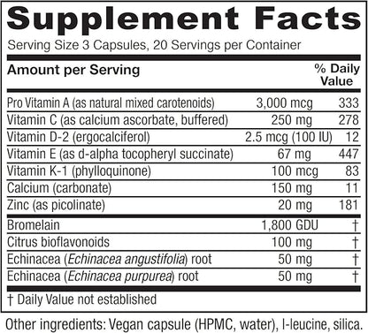 Vitanica Opti-Recovery, Pre & Post Surgery Support, Wound Care, BBL, Tummy Tuck, C Section & Postpartum Vitamin Essentials Healing Support, Scar, Shoulder, Hysterectomy, Breast & Lipo, Vegan, 60 Caps