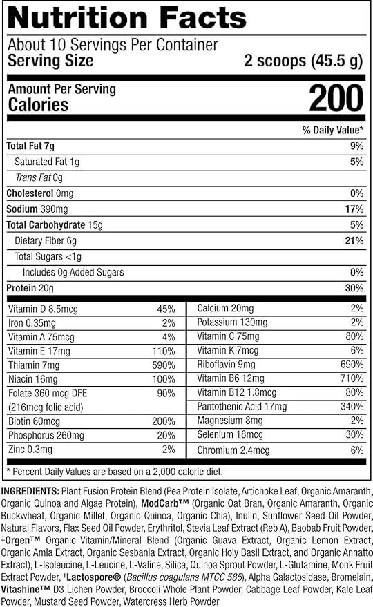 PlantFusion Complete Meal Replacement Shake - Plant Based Protein Powder with Superfoods, Greens & Probiotics - Vegan, Gluten Free, Soy Free, Non-Dairy, No Sugar, Non-GMO - Vanilla 1 lb