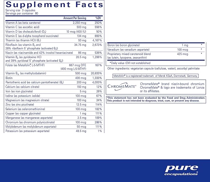 Pure Encapsulations Nutrient 950 | Multivitamin Mineral Supplement to Support Physiological Functions and a Healthy Lifestyle* | 180 Capsules
