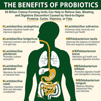 Probiotic Gummies with Prebiotics and Multivitamins, 50 Billion CFUs Probiotics,with Inulin,Psyllium Husk,Vitamin B Complex,C,D,E,Zinc. Supports Gut Health,Digestion,M-ood,and Immune Health,Sugar Free