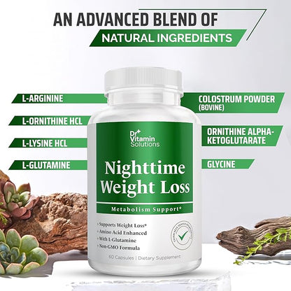 Dr Vitamin Nighttime Fat Burner Supplements - Appetite Suppressants for Weight Loss - Night-Time Fat Burner for Women and Men Supporting Sleep & Relaxation - Metabolism Booster Weight Loss Pills - 60
