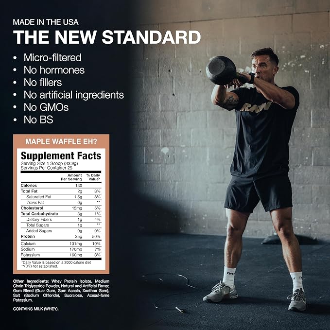 RAW Whey Isolate Protein Powder, Maple Waffle Eh? (CBUM Itholate) - 100% Grass-Fed Sports Nutrition Powder for Muscle Growth & Recovery - Low-Fat, Low Carb, Naturally Flavored - 25 Servings