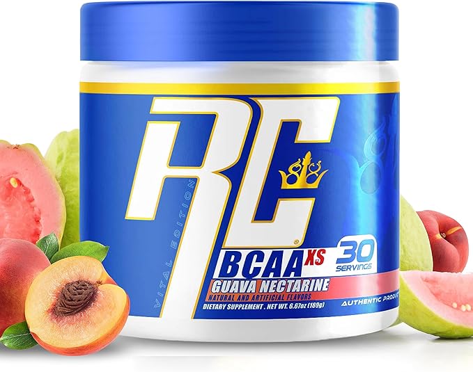 Ronnie Coleman's BCAA XS Powder with EAAs, Branched Chain Amino Acids Post Workout Muscle Recovery, Sugar Free Hydration Drink for Women and Men, Guava Nectarine, 30 Servings