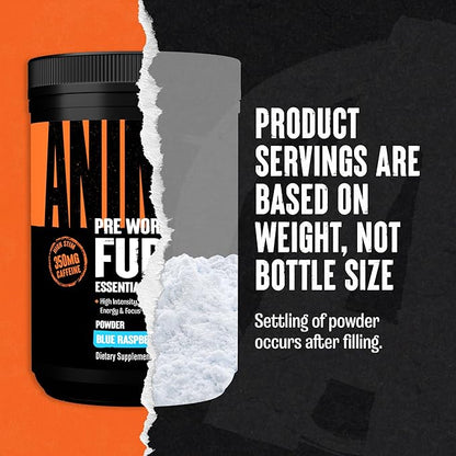 Animal Fury Pre Workout Powder - Energy and Focus Supplement with 5g BCAA, 350mg Caffeine Nitric Oxide Booster with Beta-Alanine, Preworkout for Men and Women, Blue Raspberry Flavor, 30 Servings