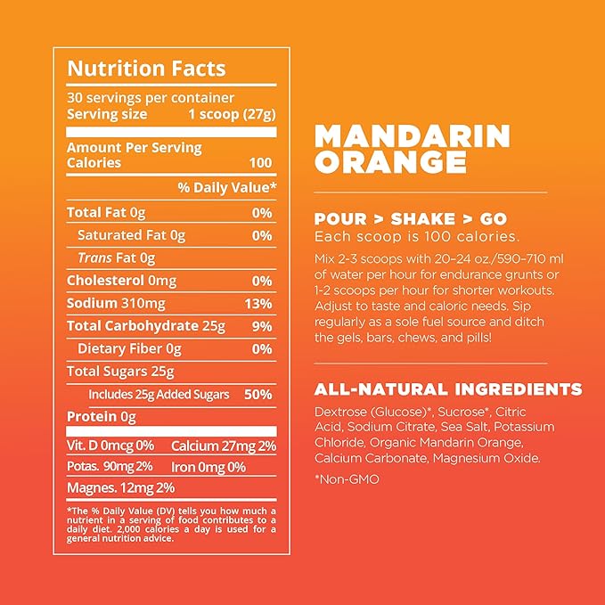 Tailwind Nutrition Endurance Fuel, Electrolyte & Hydration Sports Drink Mix Powder, Gluten-Free, Vegan, Mandarin Orange, 30 Servings