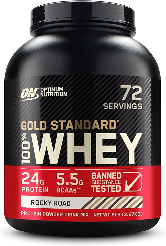 Optimum Nutrition Gold Standard 100% Whey Protein Powder, Rocky Road, 5 Pound (Packaging May Vary)