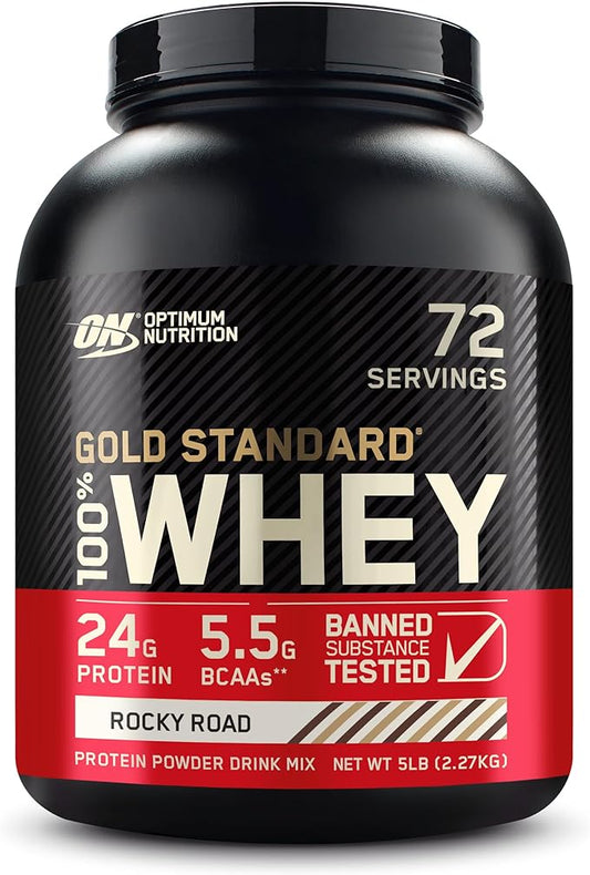 Optimum Nutrition Gold Standard 100% Whey Protein Powder, Rocky Road, 5 Pound (Packaging May Vary)
