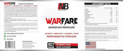 Warfare 2 lbs Advanced Whey Protein Blend 22g Protein per Serving Amazing Flavors (2 lbs, Strawberry Cream)