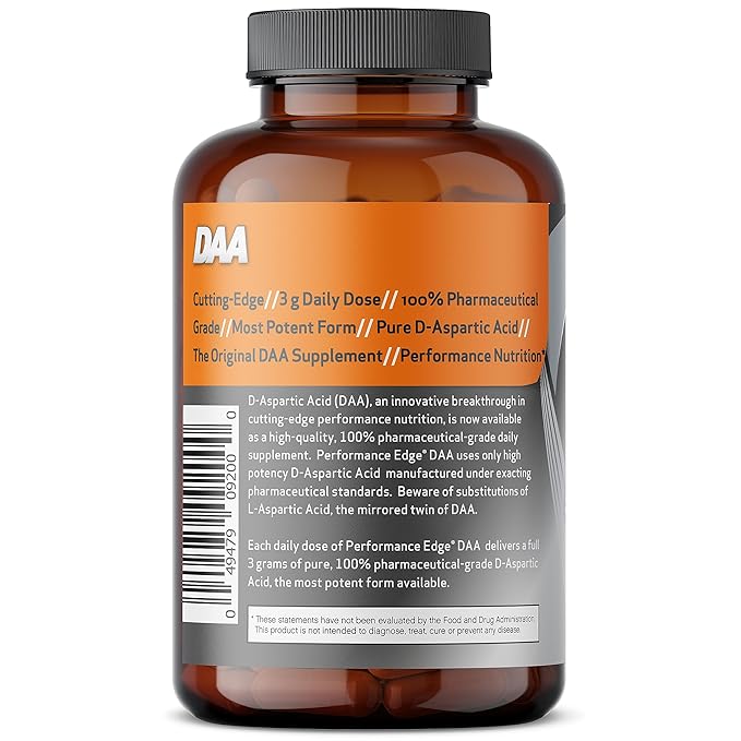 DAA D-Aspartic Acid 3g Daily Dose 30 Day Supply, 120 Capsules