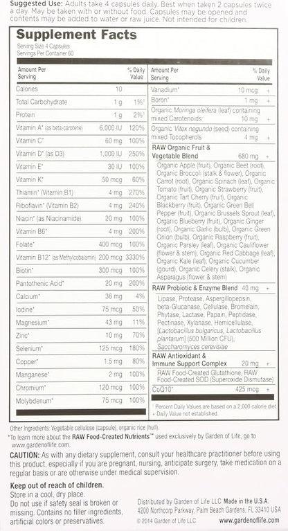 Garden of Life Vitamin Code Raw 50 and Wiser Women's Multivitamin[2 packs of 240 each]
