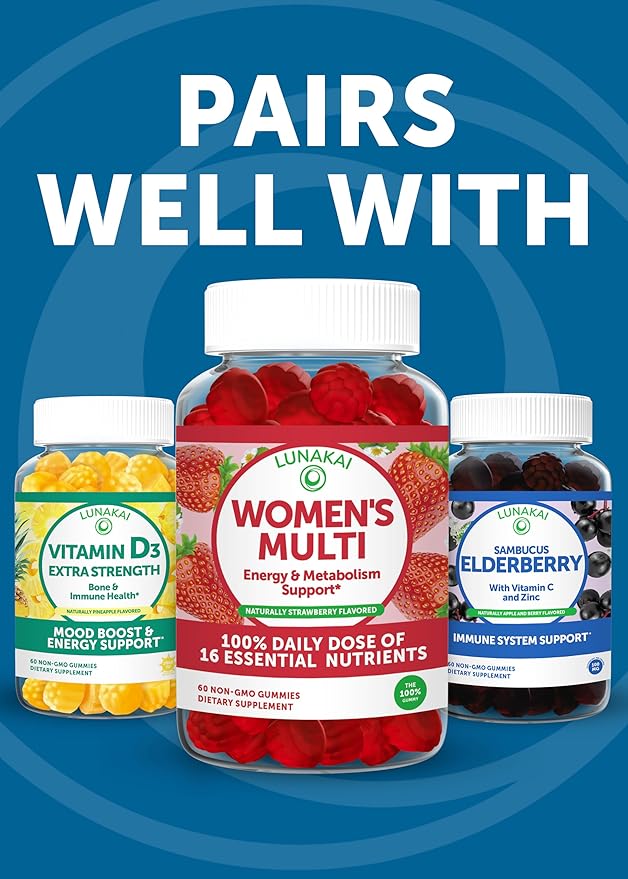 Lunakai USA Made Probiotic Gummies - 5 Billion CFUs, Vegan, Non-GMO, Gluten-Free - Digestive & Immune Support for Women & Men - 60 Chewable Gummies