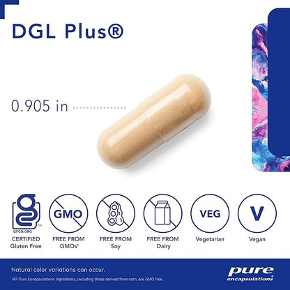 Pure Encapsulations DGL Plus - Gut Health Supplements for Men & Women - with Marshmallow Root, Aloe Vera Extract & Slippery Elm Bark - Non-GMO & Vegan - 60 Capsules