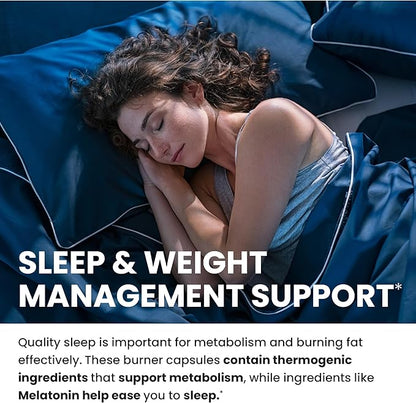 Night Time Fat Burner to Shred Fat While You Sleep | Belly Fat Burner, Carb Blocker & Weight Loss Support Supplements | Burn Belly Fat, Support Metabolism & Fall Asleep Fast | 60 Nighttime Pills