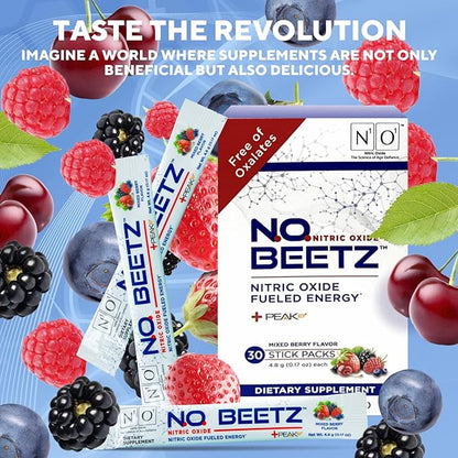N.O. Beetz Nitric Oxide Supplement | Enhance Hydration, Cellular Energy & Nitric Oxide Production | Beet Benefits Without The Taste | Flavorful & Fresh | 30 Servings