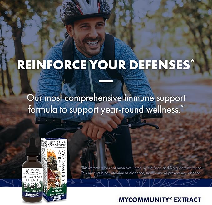 Host Defense MyCommunity Extract - 17 Species Blend Mushroom Supplement for Immune Support - Extract with Lion's Mane, Reishi, Chaga, Cordyceps, Turkey Tail & More - 2 fl oz (60 Servings)*