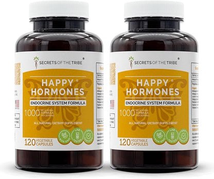 Secrets of the Tribe - Happy Hormones, Endocrine System Formula, Herbal Supplement Blend (2x120 Capsules)