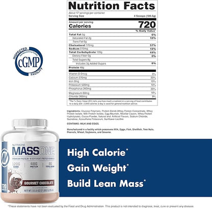 NutraOne Massone Mass Gainer Protein Powder Gain Weight Protein Meal Replacement (Gourmet Chocolate - 7 lbs.)